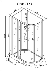 Душевая кабина AvaCan C Серия C2012 N 120х80 без крыши купить в интернет-магазине Sanbest