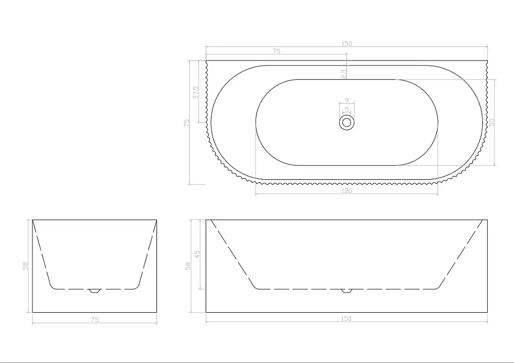 Акриловая ванна CeruttiSpa CEZA'S150W 150x75 купить в интернет-магазине Sanbest