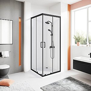 Душевой уголок Good Door Cube 80х80 КУ00019 стекло прозрачное/профиль черный матовый купить в интернет-магазине Sanbest