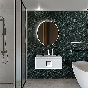 Тумба с раковиной LA FENICE Cubo Bianca 80 белая/ручка черная для ванной в интернет-магазине Sanbest