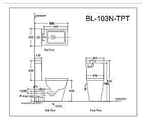 Унитаз-компакт Aquanet Rimless Tavr BL-103N-TPT с крышкой микролифт, с бачком, безободковый купить в интернет-магазине Sanbest