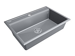 Кухонная мойка Paulmark STEPIA 80 + коландер ADVANCE PM117551-GRM+A375-BS серый металлик купить в интернет-магазине сантехники Sanbest