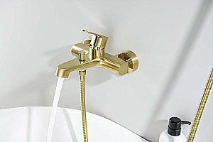 Смеситель для ванны Aquatek Оберон AQ1240BG золото шлифованное купить в интернет-магазине сантехники Sanbest