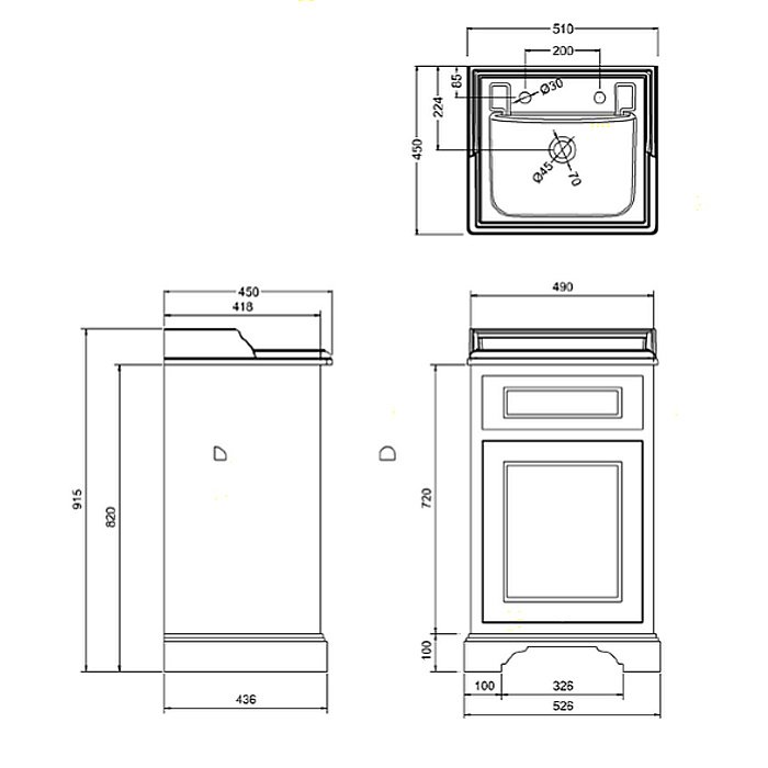 Тумба с раковиной Burlington 50 FC8O для ванной в интернет-магазине Sanbest