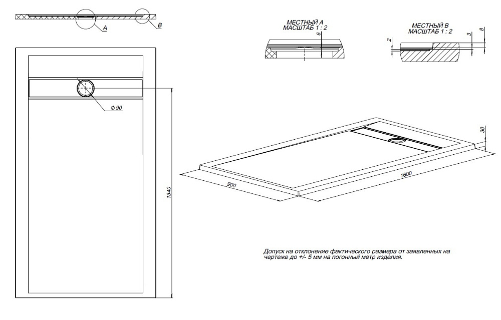 Душевой поддон Allen Brau Infinity 160x90 8.21007-21 белый камень купить в интернет-магазине Sanbest