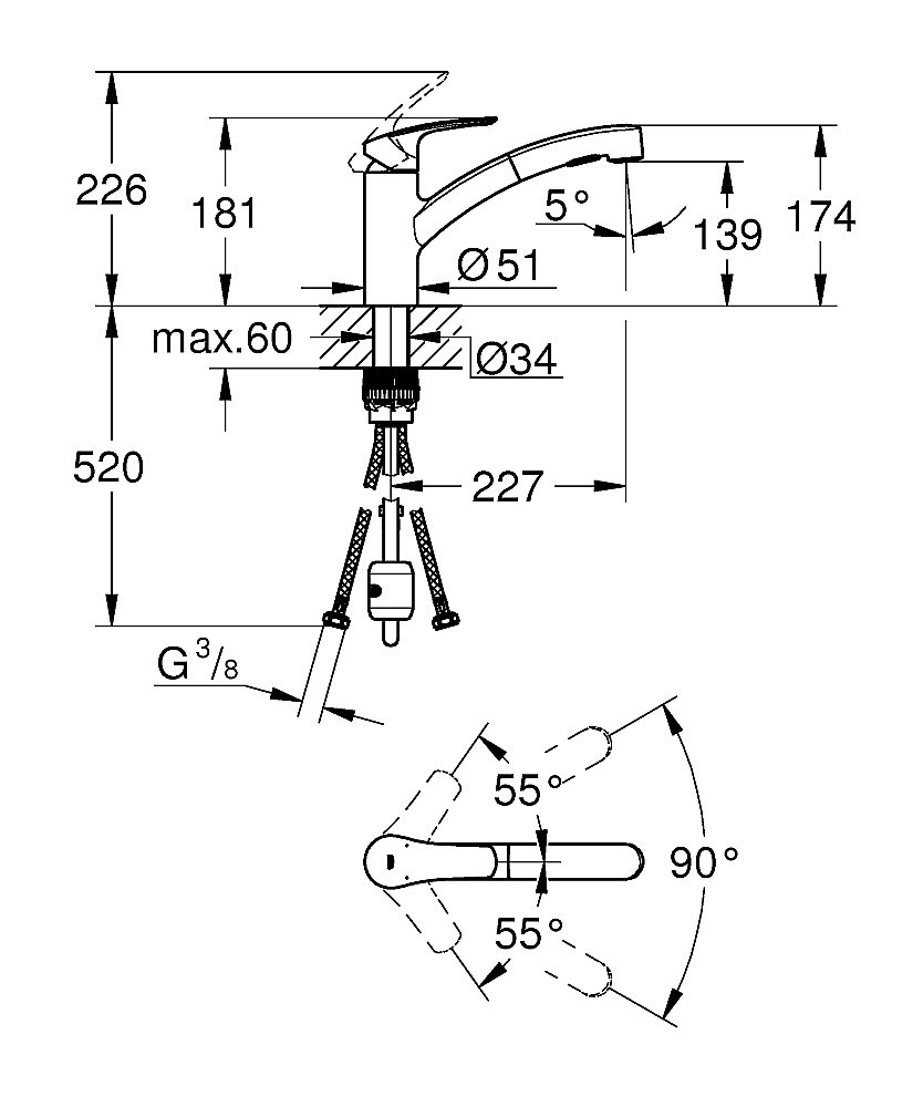 Смеситель для кухни Grohe Eurosmart 30305001 хром купить в интернет-магазине сантехники Sanbest