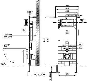 Инсталляция для унитаза OWL 1975 Hasvik OWLINSTTI с кнопкой Titan хром купить в интернет-магазине сантехники Sanbest