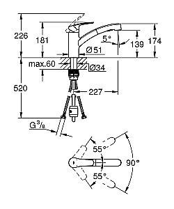 Смеситель для кухни Grohe Eurosmart 30305001 хром купить в интернет-магазине сантехники Sanbest