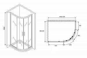 Душевой уголок ABBER Schwarzer Diamant AG01129 120x90 стекло прозрачное/профиль хром купить в интернет-магазине Sanbest