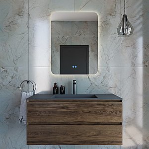 Тумба с раковиной Vincea Luka 100 VMC-2L100CO/VCB-13100G тёмный дуб/раковина серая для ванной в интернет-магазине Sanbest