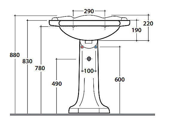 Раковина на пьедестале Globo Paestum 71 1 отверстие, белая купить в интернет-магазине Sanbest