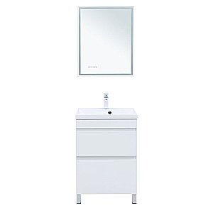 Тумба с раковиной Aquanet Нота New 58 344141+281220 белая глянцевая для ванной в интернет-магазине Sanbest