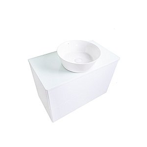 Тумба с раковиной Orange Otto Ot-75TuGLASS+B08-360W 75 белая для ванной в интернет-магазине Sanbest