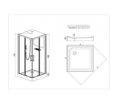 Душевая кабина Esbano ESB-90CKR 90x90 ESKBB90CKR стекло прозрачное/профиль черный купить в интернет-магазине Sanbest