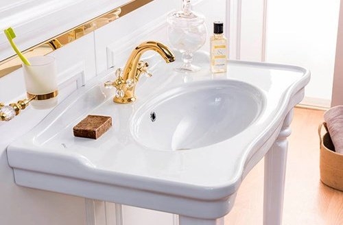 Консоль с раковиной Creavit Antik 80 белая для ванной в интернет-магазине сантехники Sanbest