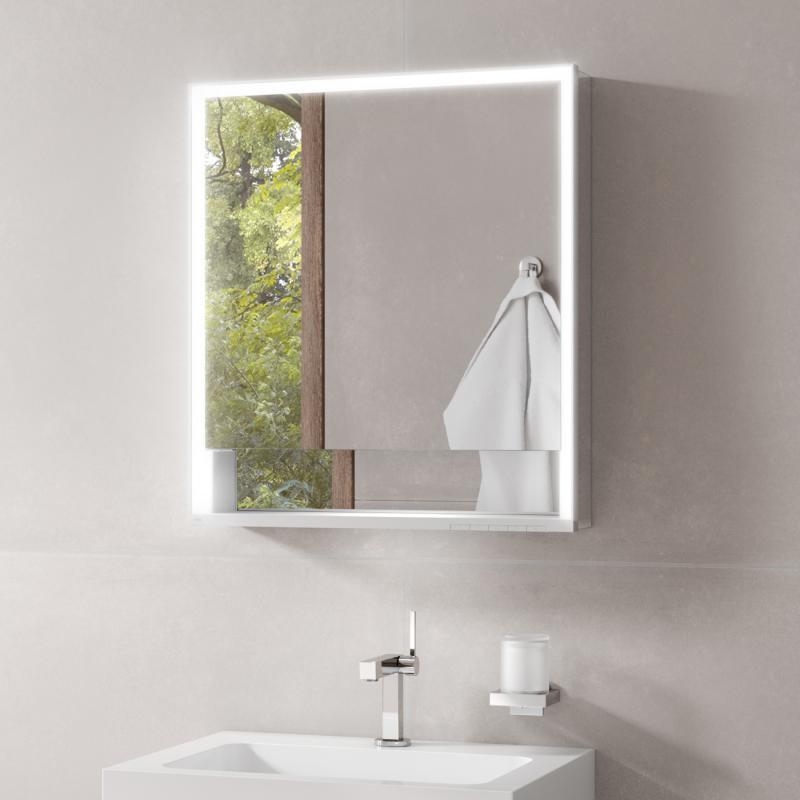 Зеркальный шкаф KEUCO Royal Lumos 14301171101 65 серебро/белое стекло в ванную от интернет-магазине сантехники Sanbest