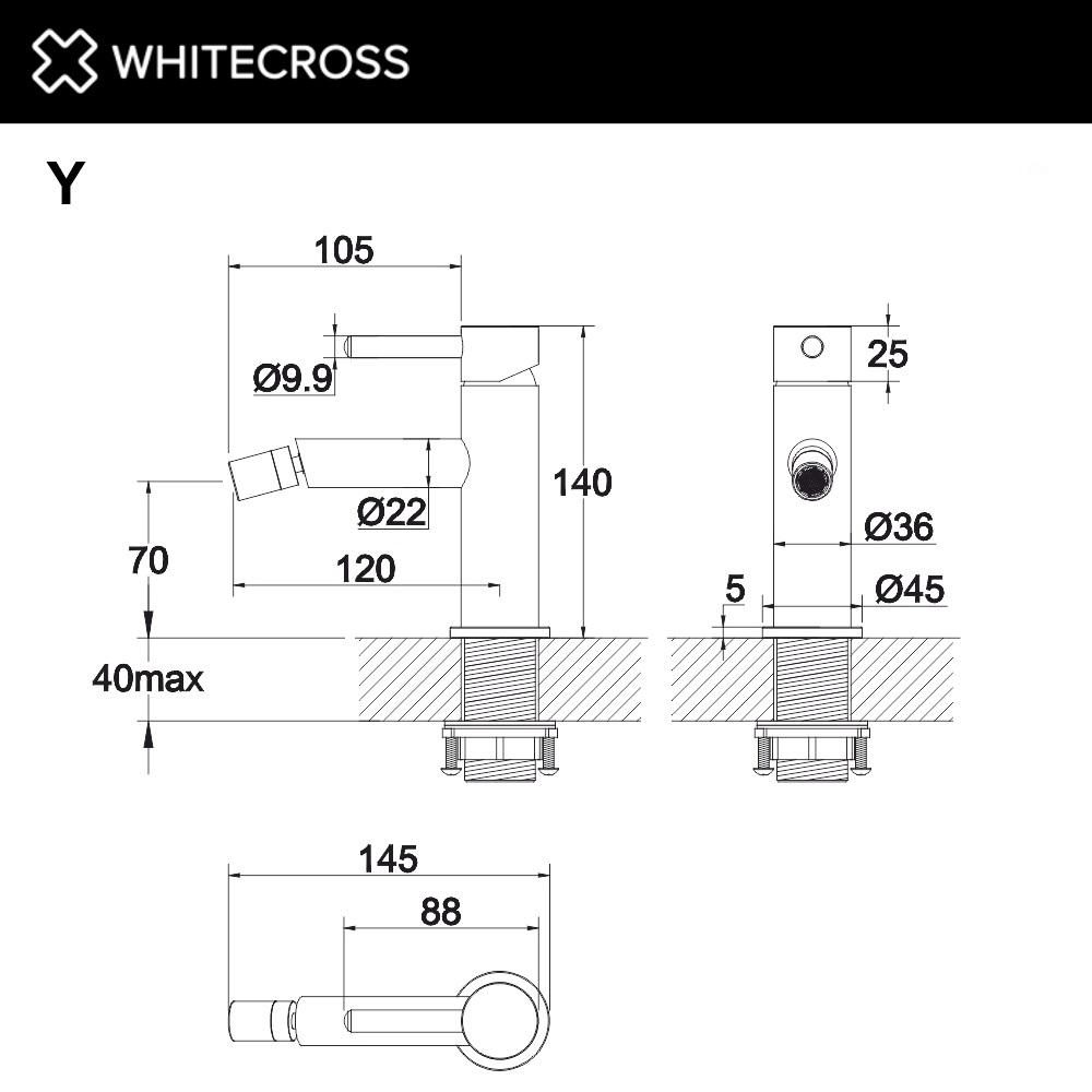 Смеситель для биде WhiteCross Y Y1220BL черный матовый купить в интернет-магазине сантехники Sanbest