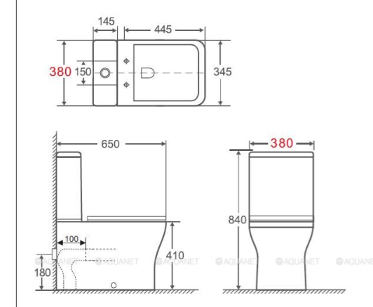 Унитаз-компакт Aquanet Rimless Cube-C CL-12248B купить в интернет-магазине Sanbest