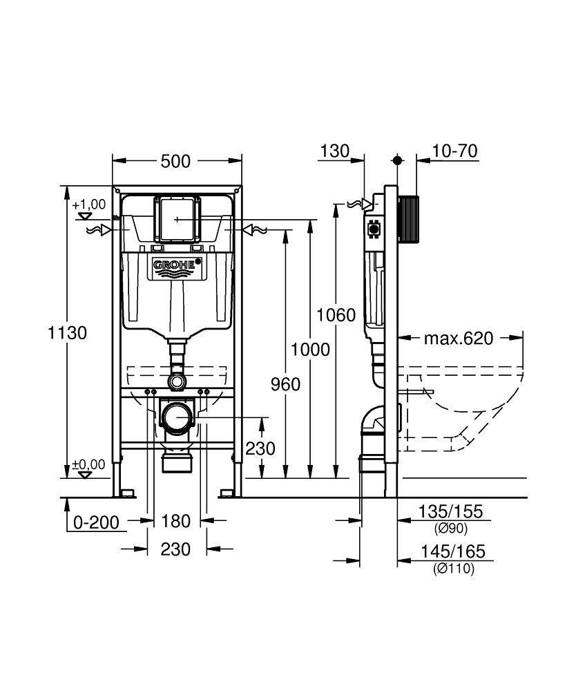 Инсталляция для унитаза Grohe Rapid SL 38528001 купить в интернет-магазине сантехники Sanbest