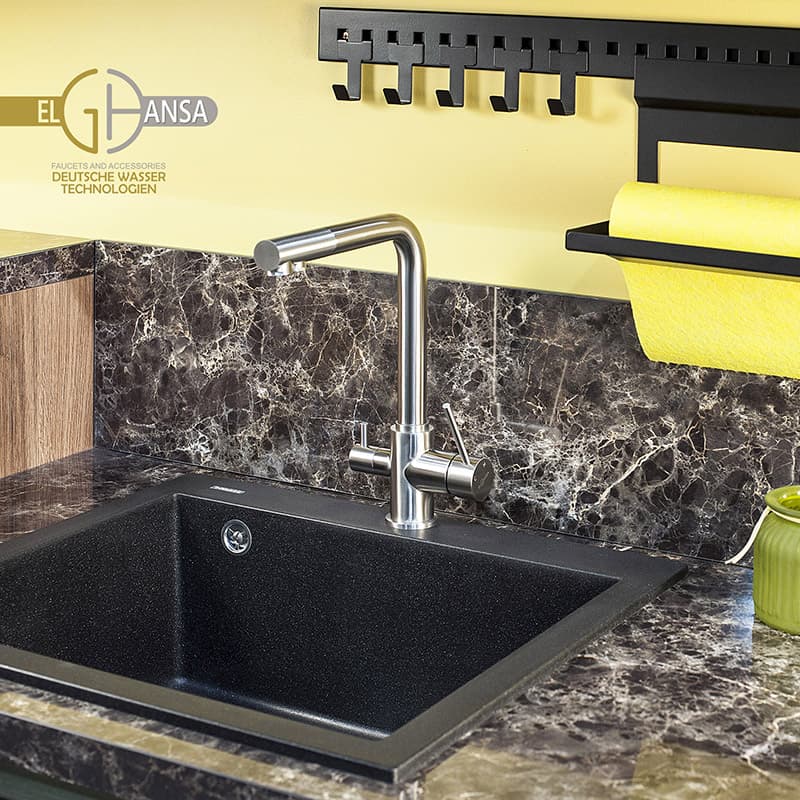 Смеситель для кухни Elghansa Kitchen Pure Water 56A5216-Steel нержавеющая сталь купить в интернет-магазине сантехники Sanbest