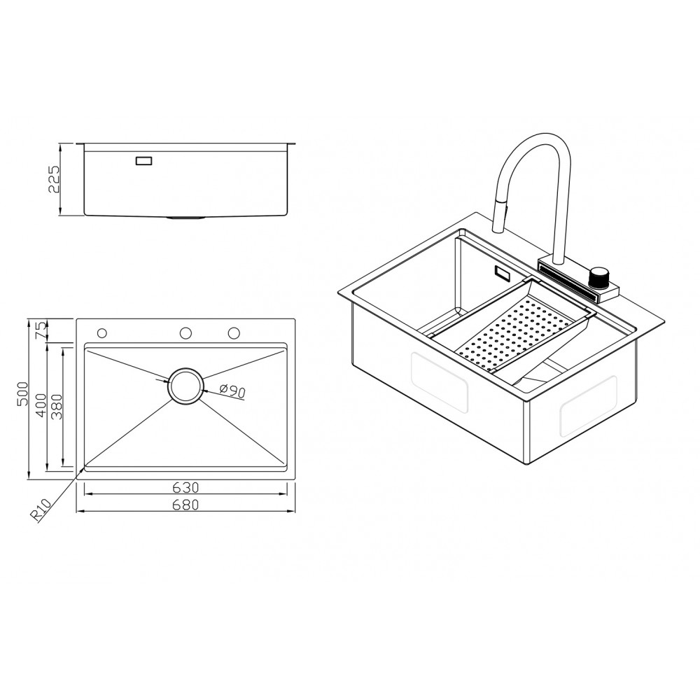 Мойка кухонная Milacio Denia 68 Steel MC.77418 золото купить в интернет-магазине сантехники Sanbest