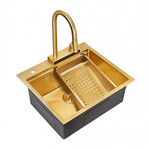 Мойка кухонная Milacio Denia 57 Steel MC.77408 золото купить в интернет-магазине сантехники Sanbest