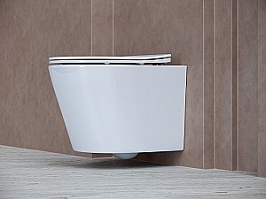 Унитаз подвесной Ceramica Nova Balearica CN6000_1002B_1000 безободковый, с крышкой микролифт, с инсталляцией и черной матовой кнопкой купить в интернет-магазине Sanbest