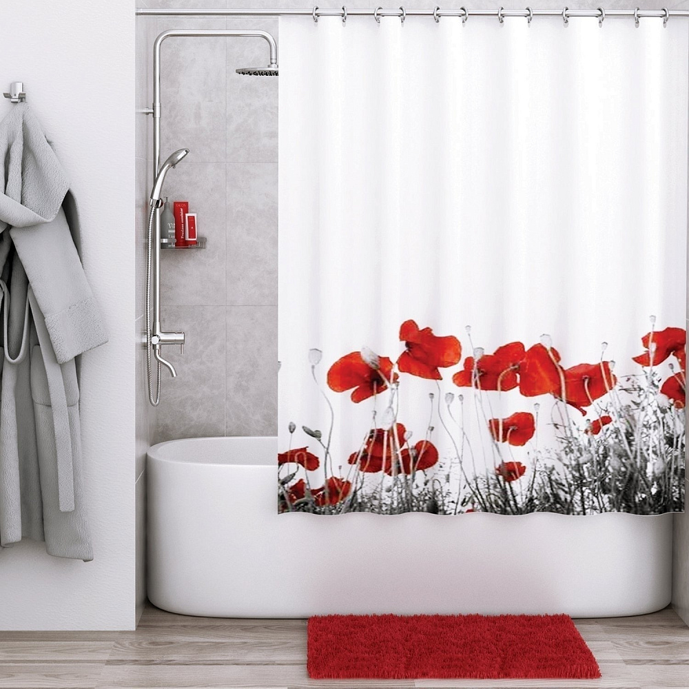 Текстильная шторка для ванной WasserKRAFT Main SC-47101 купить в интернет-магазине сантехники Sanbest