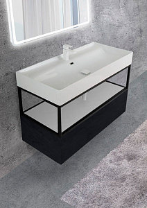 Консоль с раковиной Cezares Cadro 120 с 1 ящиком черная для ванной в интернет-магазине сантехники Sanbest