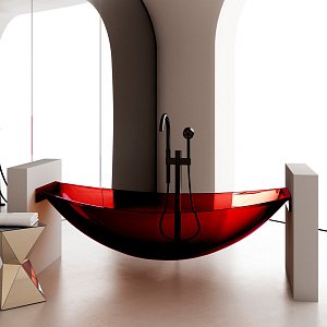 Ванна подвесная Abber Kristall AT9704Rubin 180x80 красная прозрачная купить в интернет-магазине Sanbest