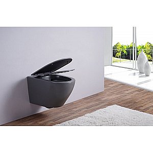 Унитаз подвесной Esbano AZALEA ESUPAZALGM безободковый, с крышкой микролифт, матовый серый купить в интернет-магазине Sanbest