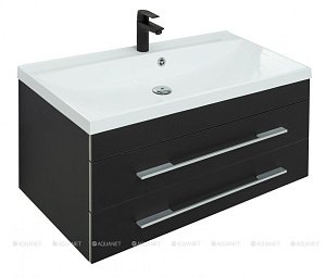 Тумба с раковиной Aquanet Верона 272429 90 New черный матовый для ванной в интернет-магазине Sanbest