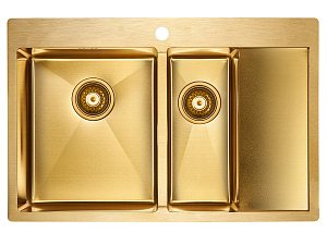 Мойка кухонная Paulmark LIGA PM227851-BG брашированное золото купить в интернет-магазине сантехники Sanbest
