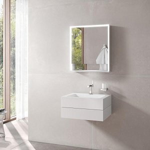 Зеркальный шкаф KEUCO Royal Lumos 14301171101 65 серебро/белое стекло в ванную от интернет-магазине сантехники Sanbest