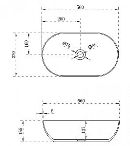 Раковина накладная ABBER Stein AS2611 56 белая матовая купить в интернет-магазине Sanbest