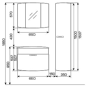 Тумба с раковиной Valente Inizio In650 91 для ванной в интернет-магазине Sanbest