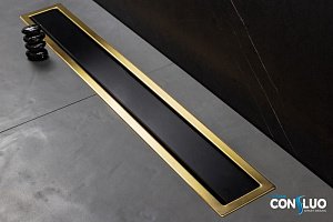Душевой трап Pestan Confluo Premium Line Black Glass Gold 450 купить в интернет-магазине Sanbest