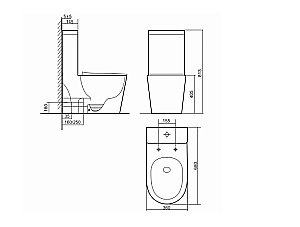 Унитаз моноблок SantiLine SL-5029MB  слив торнадо, безободковый, с бачком, с крышкой микролифт, черный матовый купить в интернет-магазине Sanbest