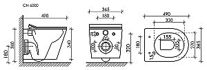 Унитаз подвесной Ceramica Nova Balearica CN6000_1002B_1000 безободковый, с крышкой микролифт, с инсталляцией и черной матовой кнопкой купить в интернет-магазине Sanbest