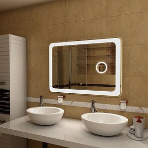 Зеркало с подсветкой и увеличительной линзой ART&MAX LATINA 120x80 в ванную от интернет-магазине сантехники Sanbest