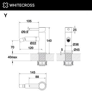 Смеситель для биде WhiteCross Y Y1220BL черный матовый купить в интернет-магазине сантехники Sanbest