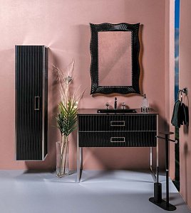 Тумба с раковиной Armadi Art Monaco 100 под моноблок черный с хромом для ванной в интернет-магазине Sanbest
