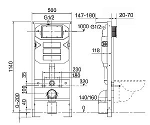 Унитаз подвесной Ceramica Nova Metropol CN4002_1001W_1000 безободковый, с крышкой микролифт, с инсталляцией и белой кнопкой купить в интернет-магазине Sanbest