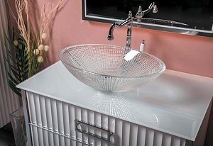 Тумба с раковиной Armadi Art Monaco 80 со столешницей белая с хромом для ванной в интернет-магазине Sanbest