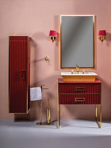 Тумба с раковиной Armadi Art Monaco 100 со столешницей бордовый с золотом для ванной в интернет-магазине Sanbest